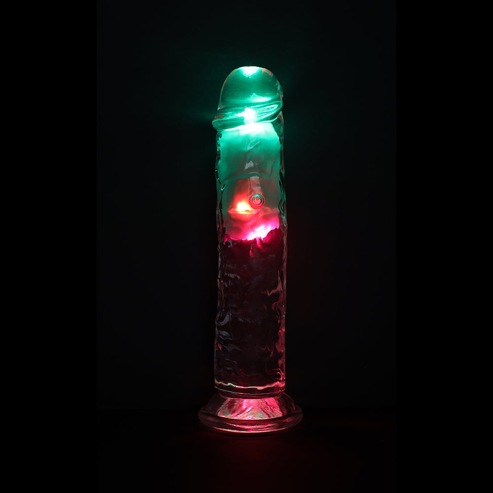 RealRock Wireless Rechargeable Remote Control LED Vibrating Dildo - Clear