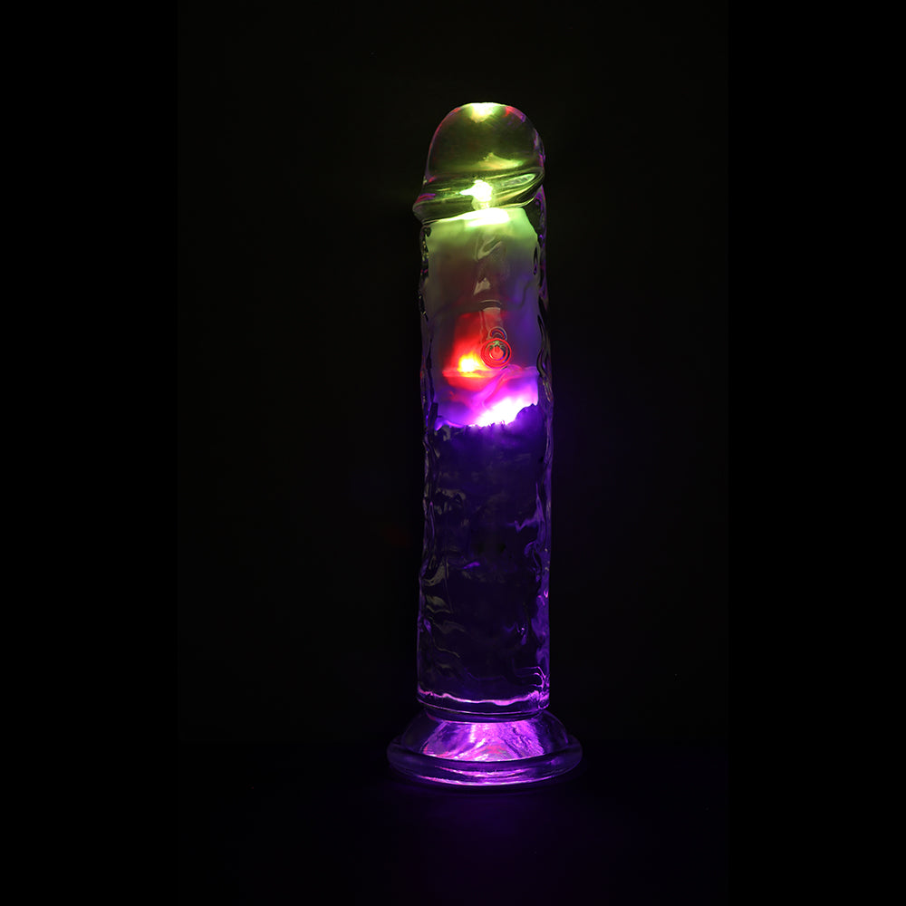RealRock Wireless Rechargeable Remote Control LED Vibrating Dildo - Clear