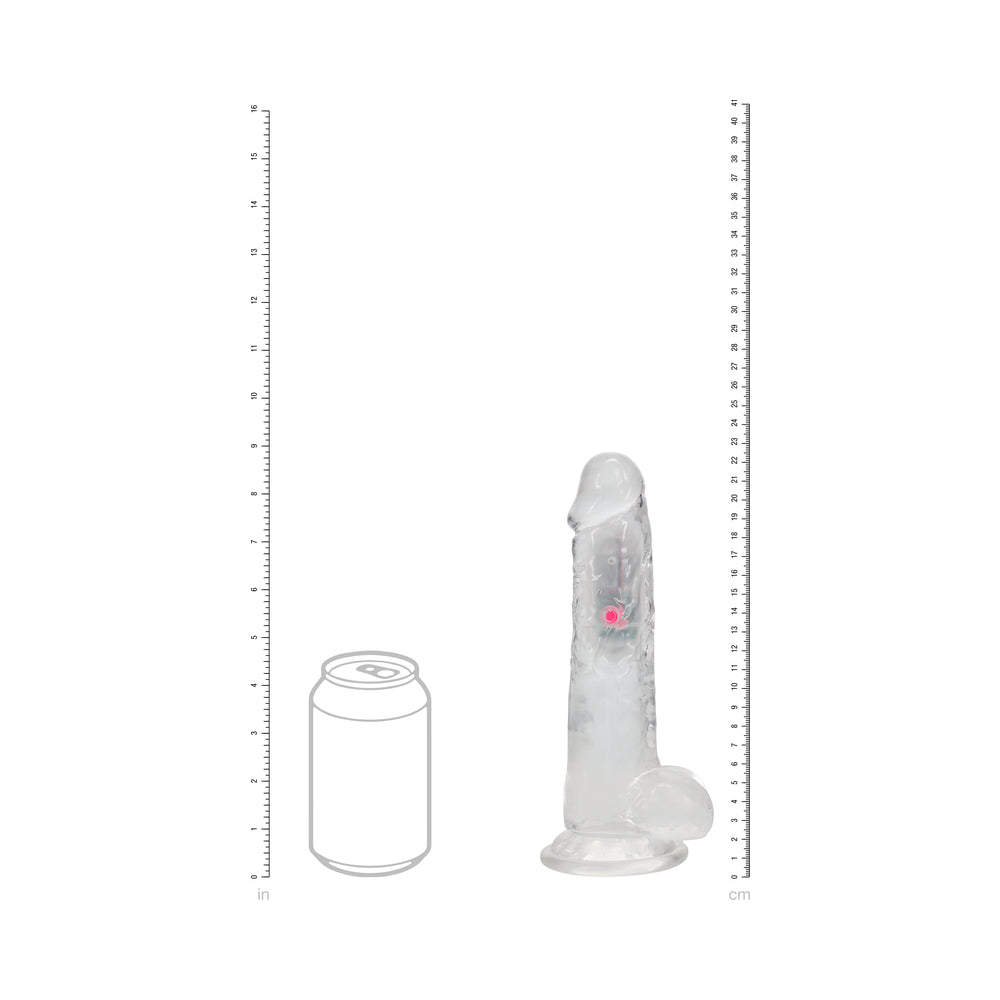 RealRock Wireless Rechargeable Remote Control LED Vibrating Dildo with Balls - Clear