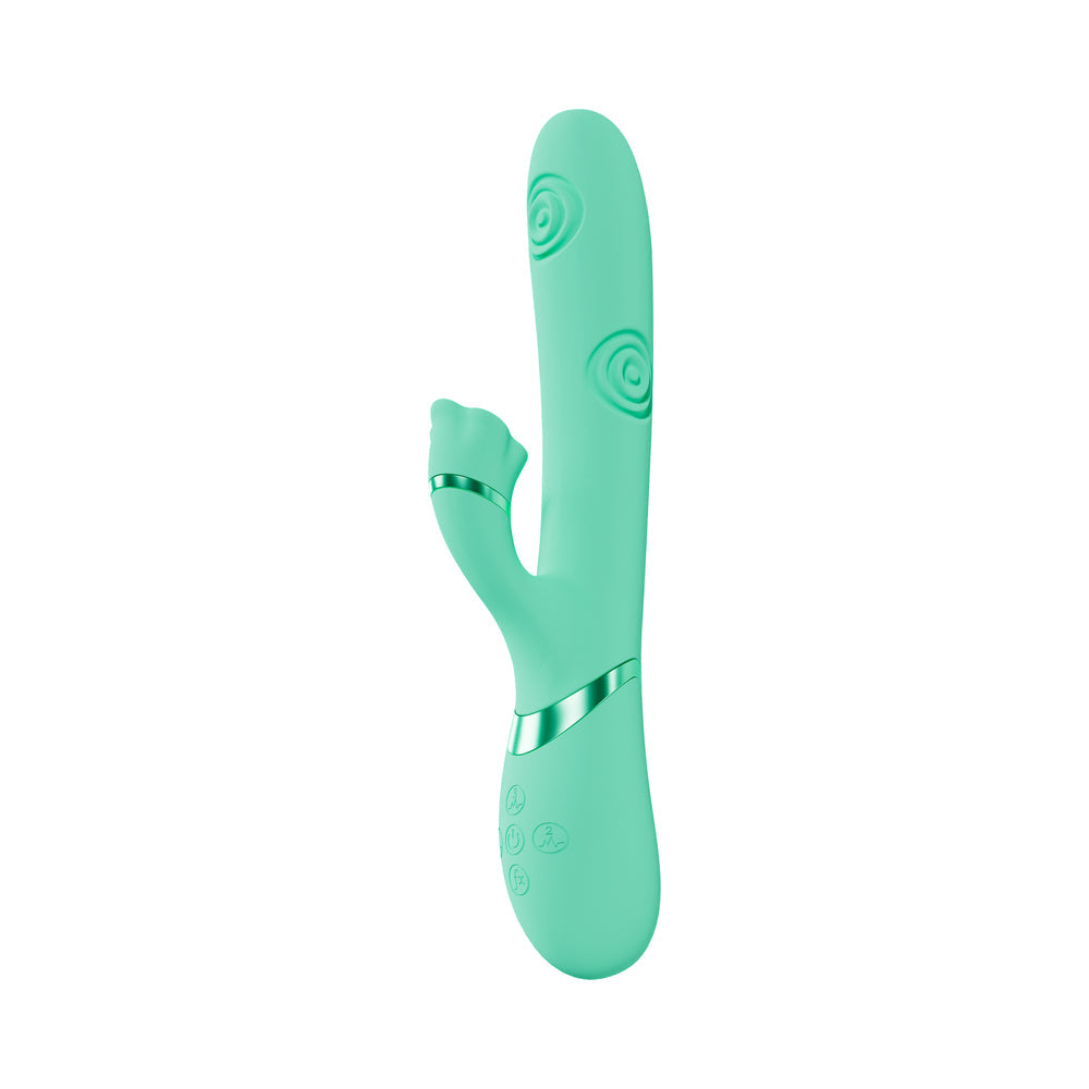 VIVE Fiore Rechargeable G-Spot Air Wave and Tapping Flared Clit Stimulator - Green