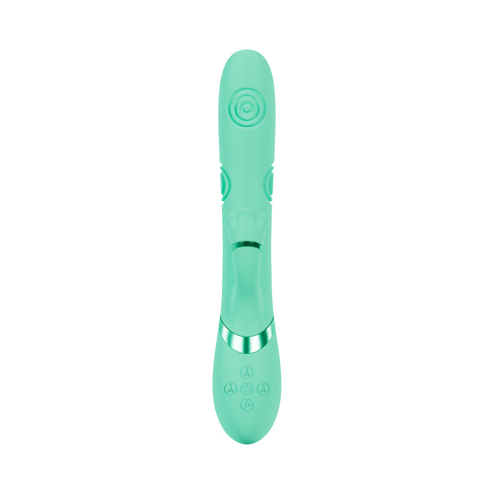 VIVE Fiore Rechargeable G-Spot Air Wave and Tapping Flared Clit Stimulator - Green