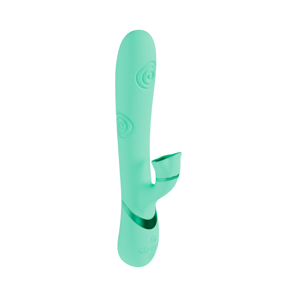 VIVE Fiore Rechargeable G-Spot Air Wave and Tapping Flared Clit Stimulator - Green