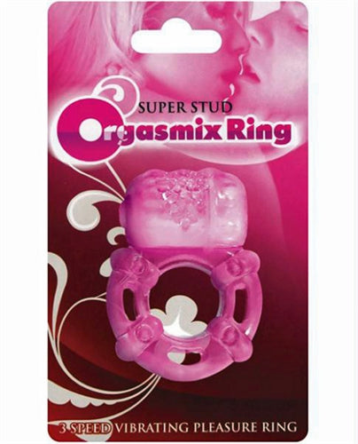Hott Products Super Stud Orgasmix Ring - Magenta - Vibrating Pleasure Ring