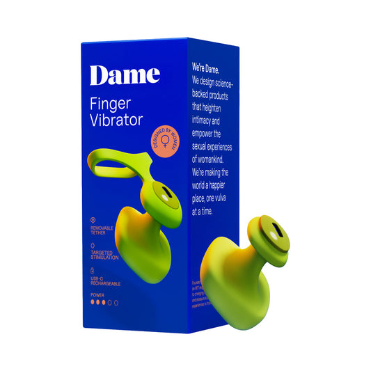 Dame Fin 2.0 Finger Vibrator – Waterproof, Adjustable Intensity, Chartreuse