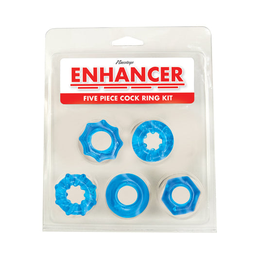 Nasstoys Enhancer Five-Piece Cock Ring Set – Blue – Stretchy and Reusable