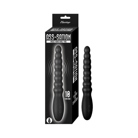 Nasstoys Ass-Sation Magic Wand Anal Vibe – 10 Function Vibrating Anal Beads – Black