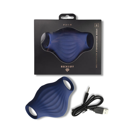Rocks-Off Palm Vibrating Masturbator – Blue – Handheld Silicone Pleasure Device