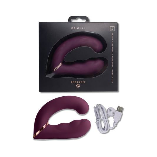 Rocks-Off Gemini Dual Stimulator – Burgundy – Wearable Vibrator with Dual Motors