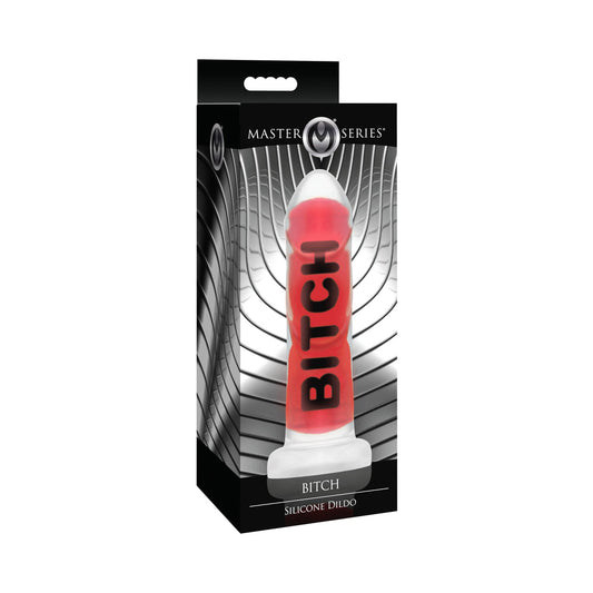Master Series BITCH Silicone Dildo – Red – Ribbed Texture with Suction Cup Base