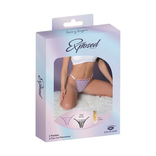 Magic Silk Pheromone Tanga Panty 2-Pack with Lilac and Black Lace – Queen Size