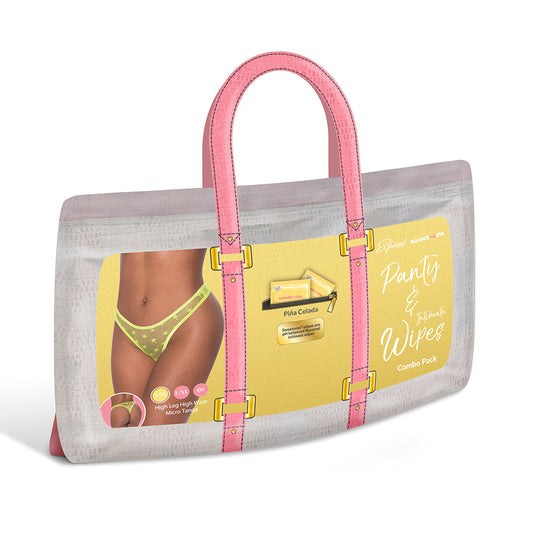Magic Silk Sweetums High Leg High Waist Micro Tanga with Intimate Wipes - Yellow