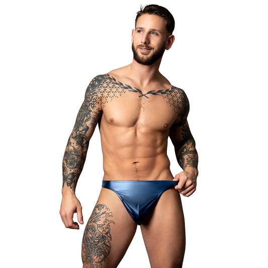 Male Power Liquid Onyx 2.0 Thong – Wet Look – Blue – L/XL