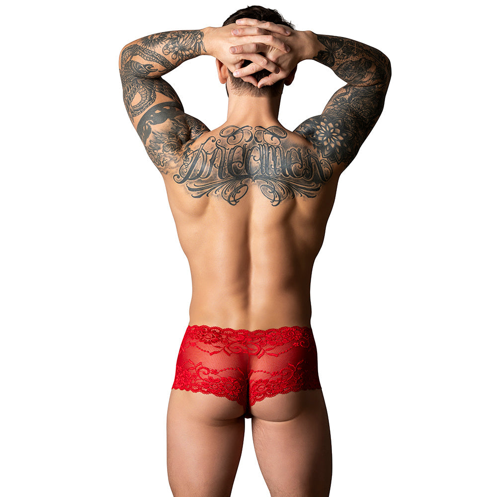 Male Power The Ultimate Duo CRR Mini Short & Red Cock Ring Set - Red XL