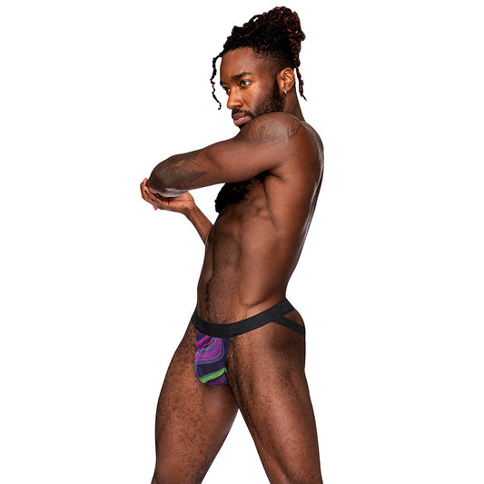 Male Power Ultimate Duo Strappy Jock with Black Cock Ring – Multi-Color