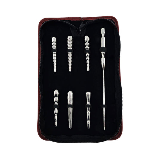 Rouge Stainless Steel Penis Plug Set 7pc with Bag - Silver
