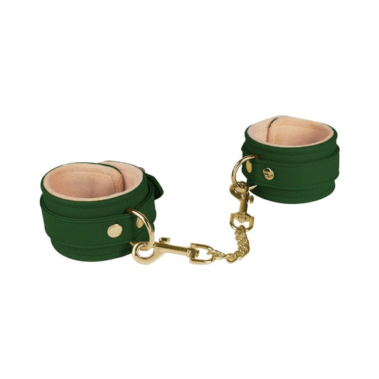 Spartacus Green PU Ankle Cuffs with Plush Lining