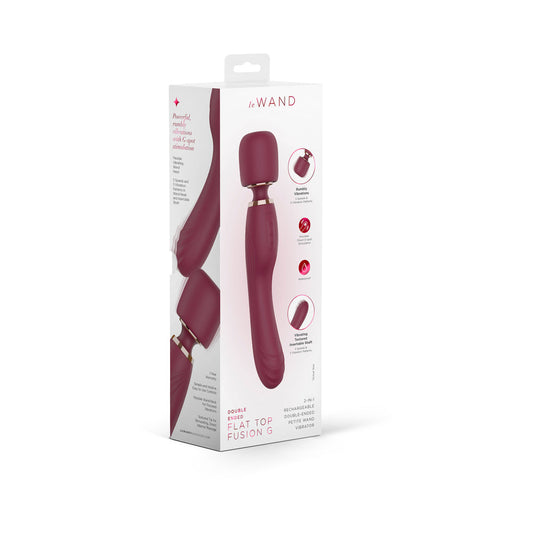 Le Wand Flat Top Fusion G - 2-in-1 Rechargeable Petite Wand Vibrator - Wine Red
