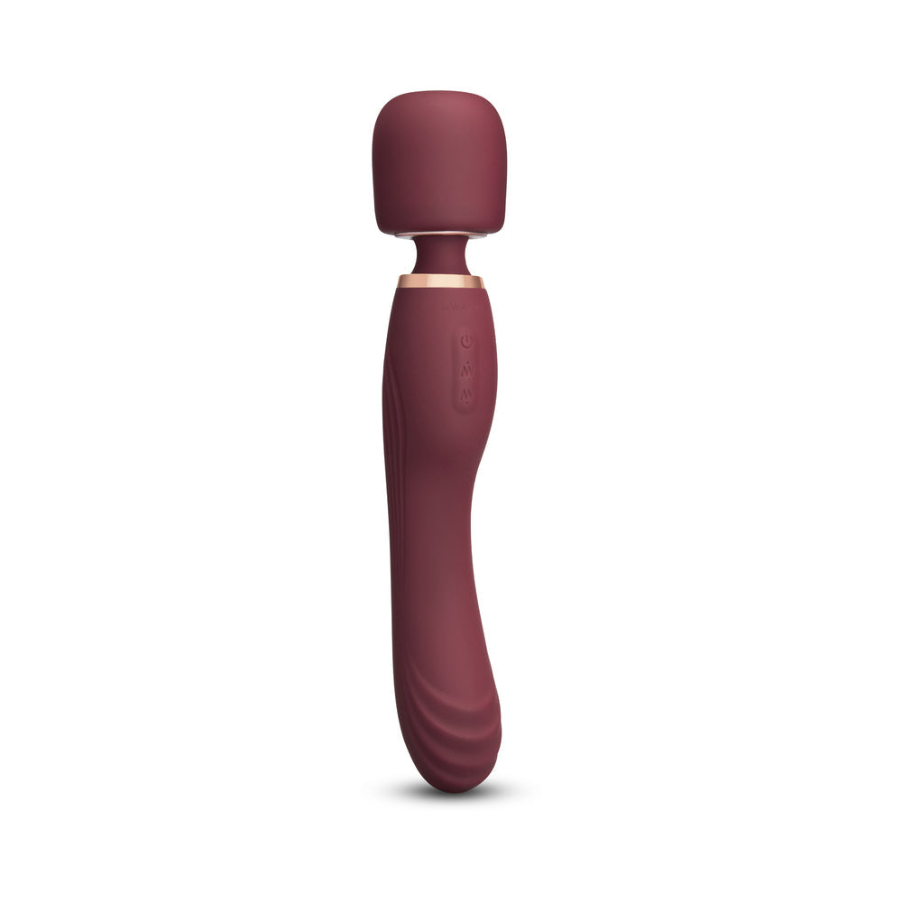 Le Wand Flat Top Fusion G - 2-in-1 Rechargeable Petite Wand Vibrator - Wine Red