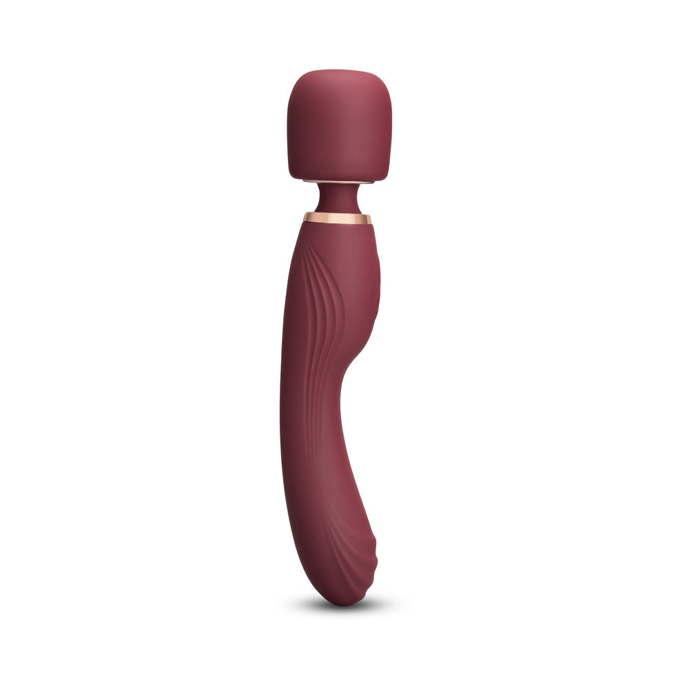 Le Wand Flat Top Fusion G - 2-in-1 Rechargeable Petite Wand Vibrator - Wine Red