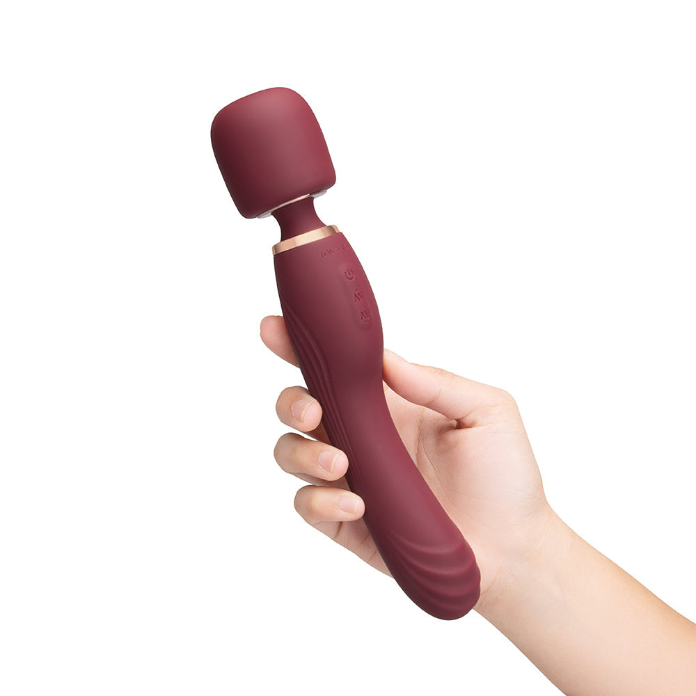 Le Wand Flat Top Fusion G - 2-in-1 Rechargeable Petite Wand Vibrator - Wine Red