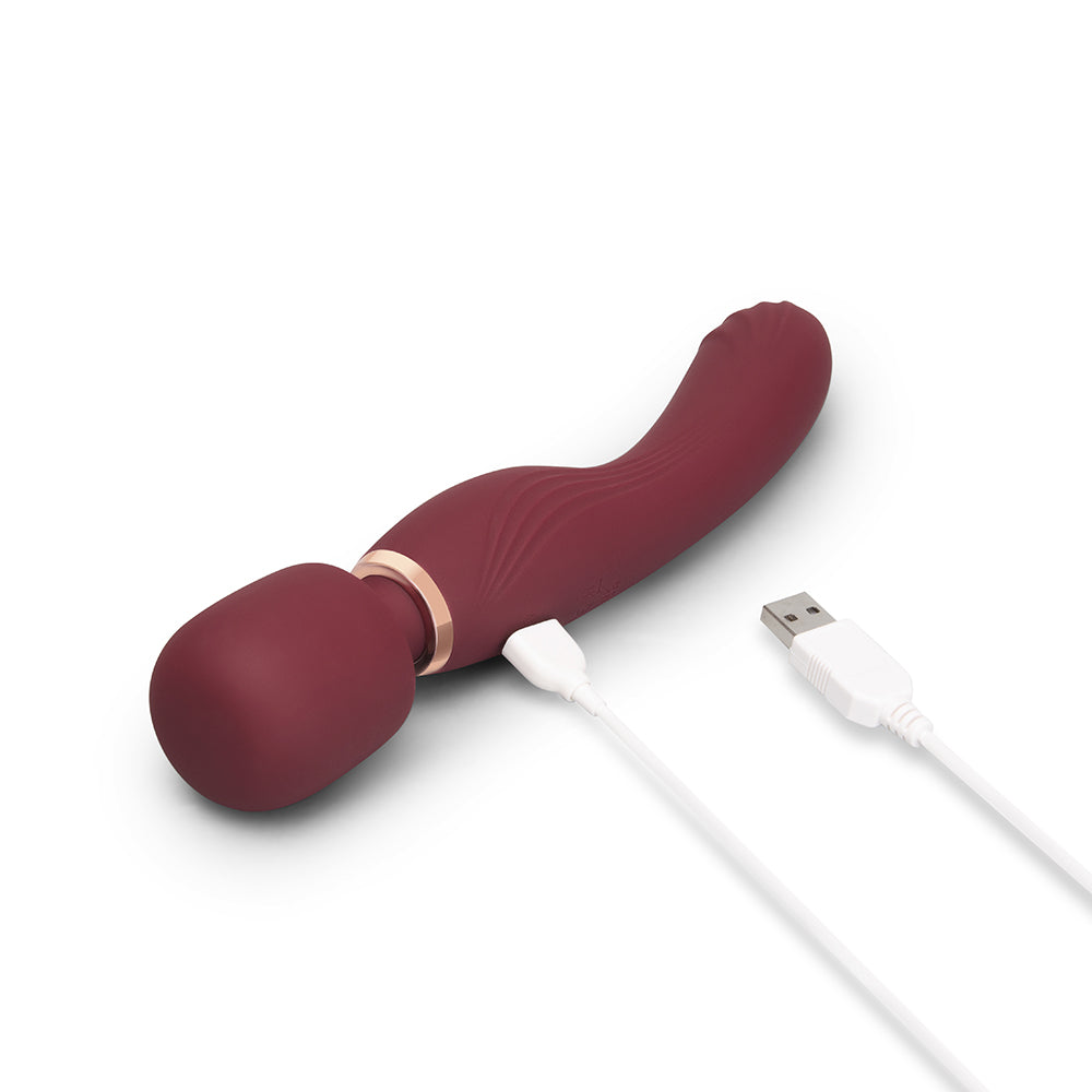 Le Wand Flat Top Fusion G - 2-in-1 Rechargeable Petite Wand Vibrator - Wine Red