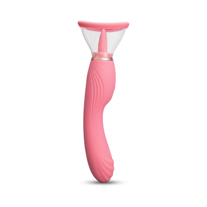 Le Wand Lick Rechargeable Double-Ended Vibrator with G-Spot Massager and Oral Stimulation – Light Pink