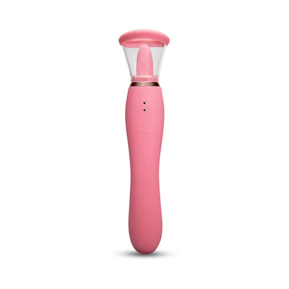 Le Wand Lick Rechargeable Double-Ended Vibrator with G-Spot Massager and Oral Stimulation – Light Pink