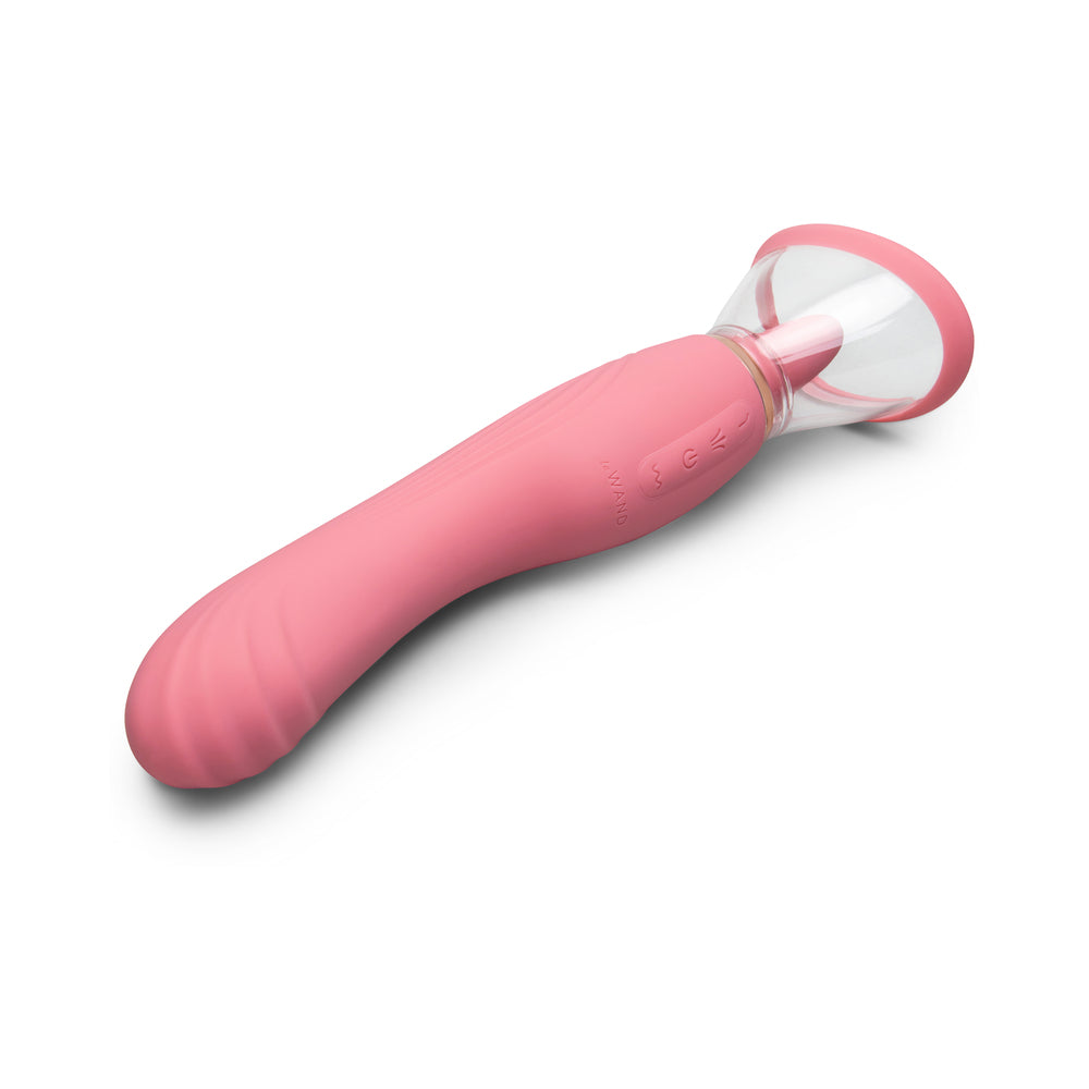 Le Wand Lick Rechargeable Double-Ended Vibrator with G-Spot Massager and Oral Stimulation – Light Pink