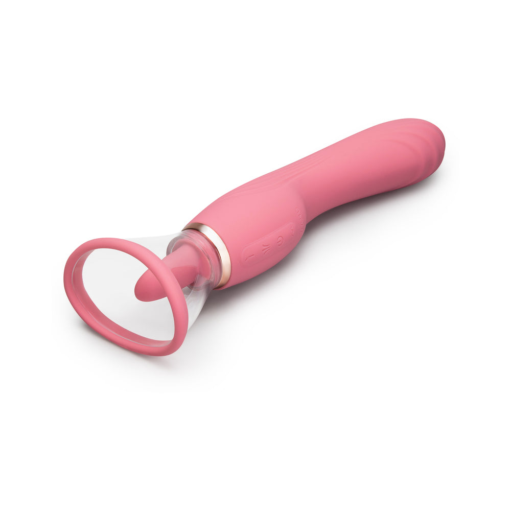 Le Wand Lick Rechargeable Double-Ended Vibrator with G-Spot Massager and Oral Stimulation – Light Pink