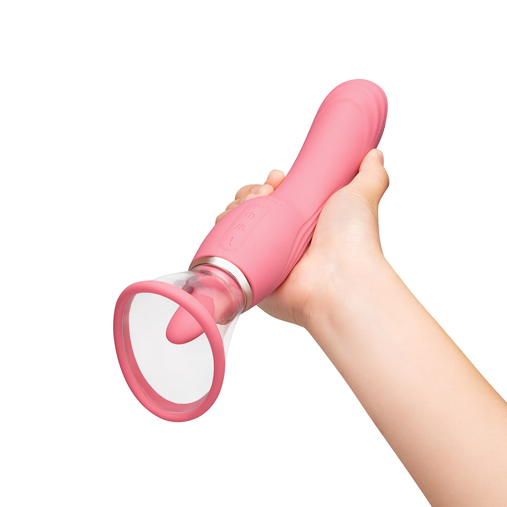 Le Wand Lick Rechargeable Double-Ended Vibrator with G-Spot Massager and Oral Stimulation – Light Pink
