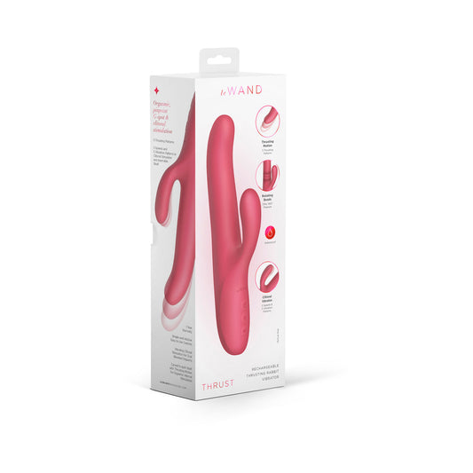 Le Wand Thrust Rechargeable Rabbit Vibrator with Thrusting Motion – Hot Pink