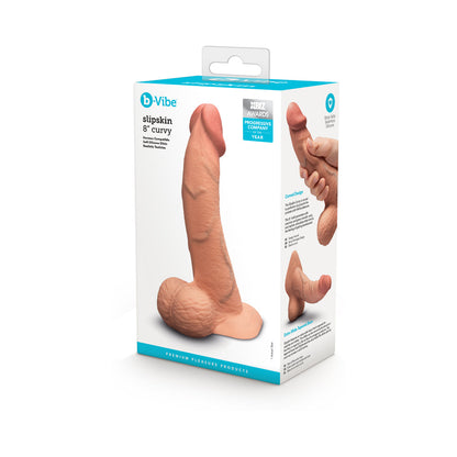 b-Vibe Slipskin Curvy Silicone Dildo 8 in. Realistic Design – Mocha