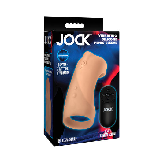 JOCK Vibrating Silicone Penis Sleeve – Tan