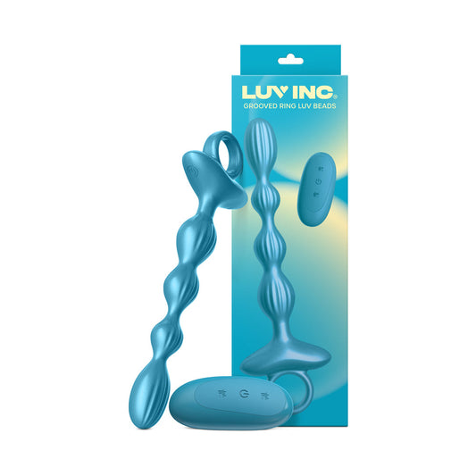 Luv Inc Gr41 Grooved Ring with Luv Beads - Metallic Blue