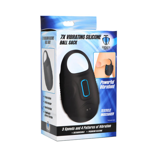 Trinity Men 7X Vibrating Silicone Ball Sack – Black