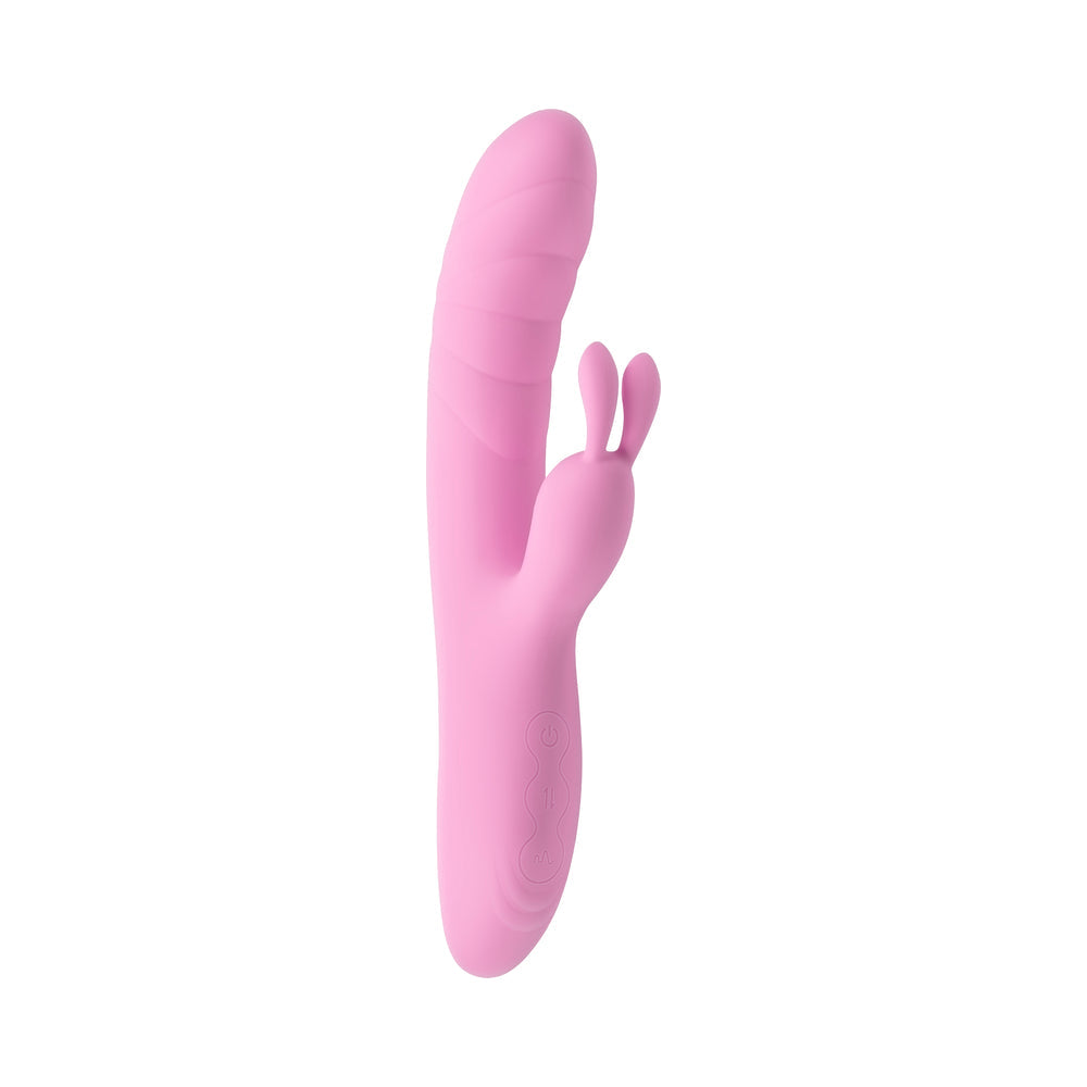 Playboy Rub Me Right Rechargeable Thrusting Dual Stimulator – Light Pink
