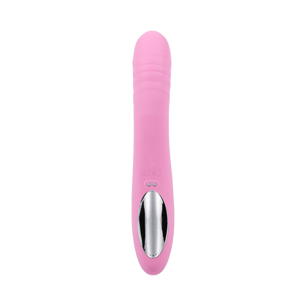 Playboy Rub Me Right Rechargeable Thrusting Dual Stimulator – Light Pink