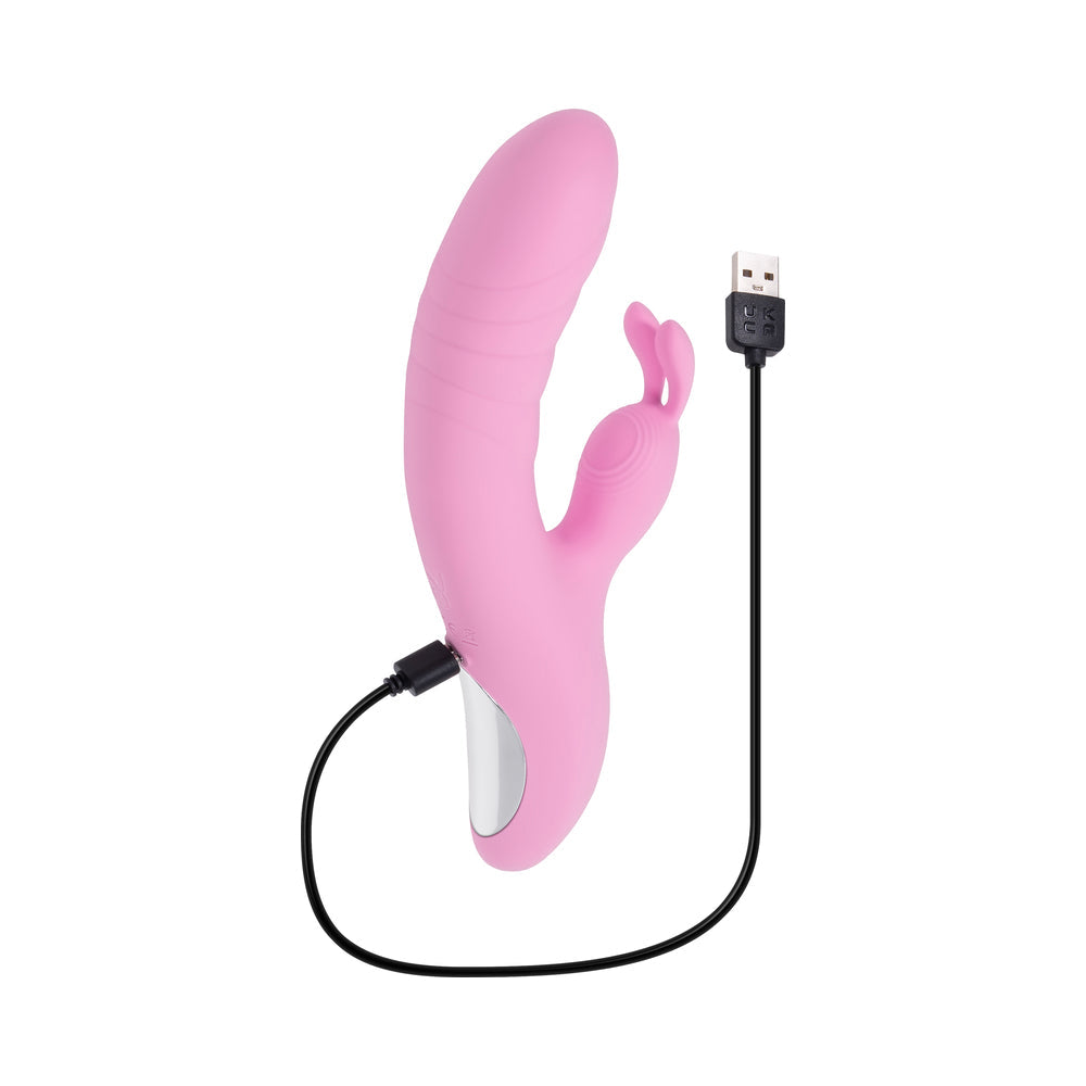 Playboy Rub Me Right Rechargeable Thrusting Dual Stimulator – Light Pink