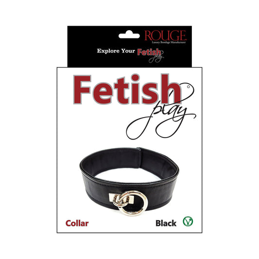 Rouge Fetish Play Vegan Collar – Black Faux Leather BDSM Collar