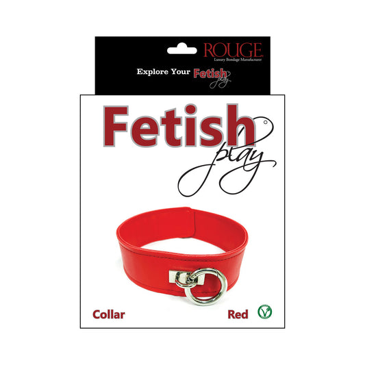 Rouge Fetish Play Vegan Collar - Red Faux Leather BDSM Collar
