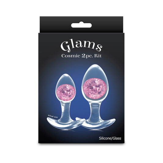 Cosmic Glams 2-Piece Plug Kit – Pink with Sparkly Internal Glass Marble