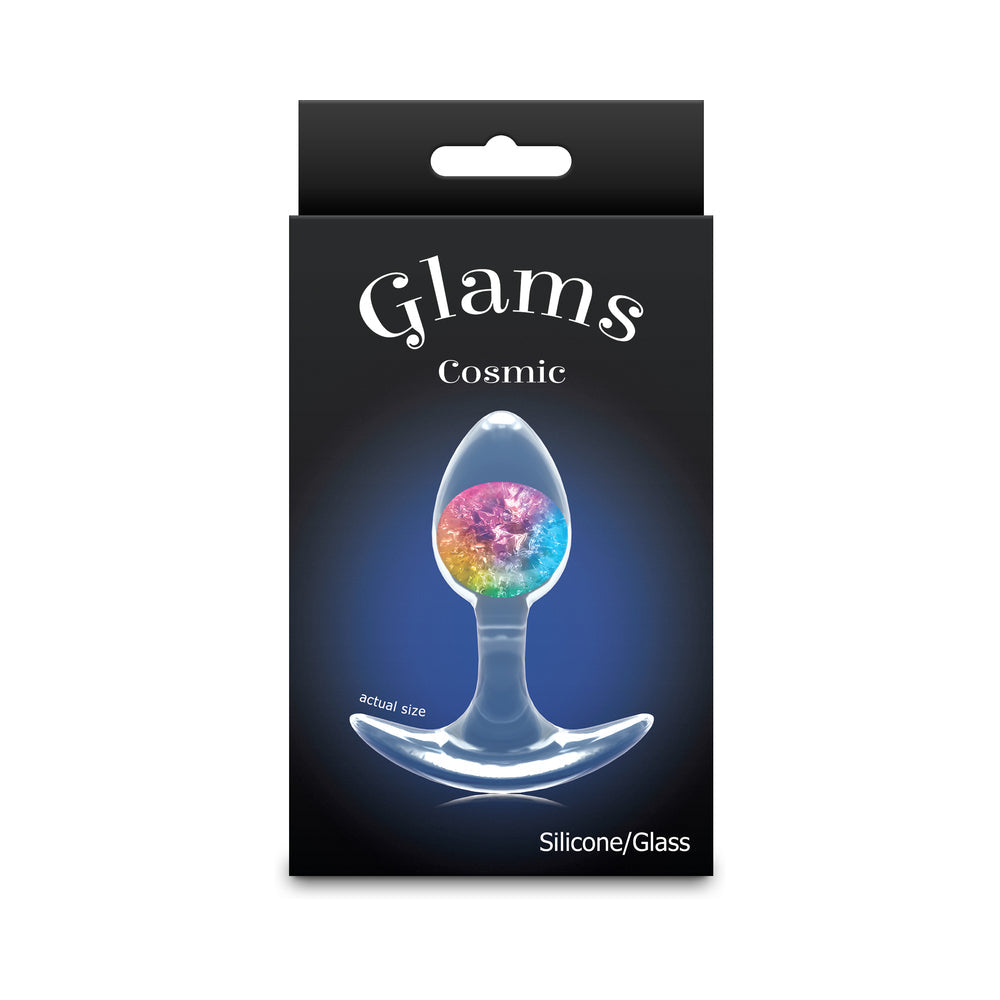 NS Novelties Cosmic Glams Plug Rainbow – Silicone Anal Plug with Glass Marble