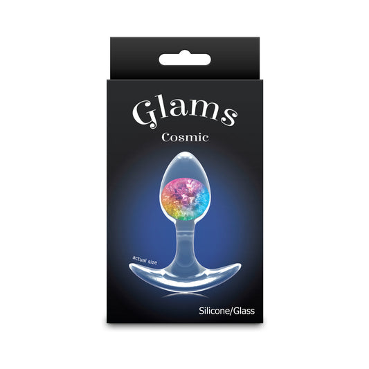NS Novelties Cosmic Glams Plug Rainbow – Silicone Anal Plug with Glass Marble