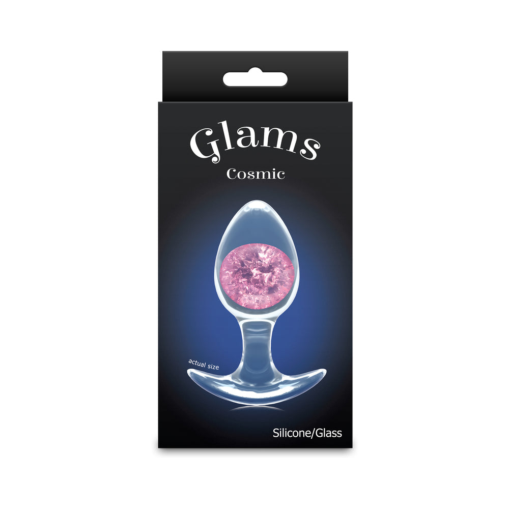 NS Novelties Cosmic Glams Plug – Light Pink Silicone Anal Plug with Glass Marble