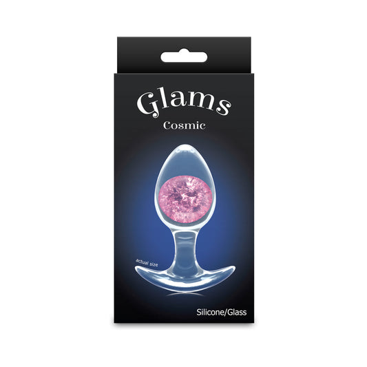 NS Novelties Cosmic Glams Plug – Light Pink Silicone Anal Plug with Glass Marble