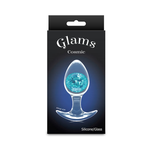 NS Novelties Cosmic Glams Plug – Blue Silicone Anal Plug with Glass Marble