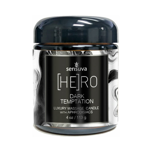 Sensuva Hero Dark Temptation Luxury Massage Candle – 4 oz – Ocean and Forest Scent