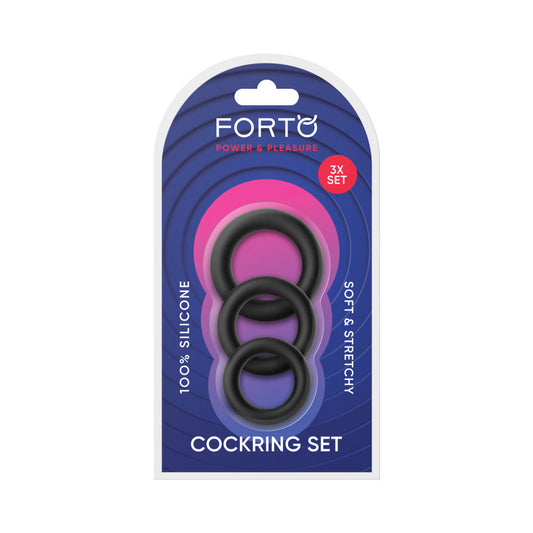 Forto Trio Cockring Set – Black – Soft Silicone Rings