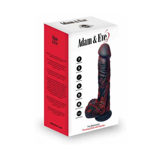 Adam & Eve The Bedrocker Thrusting Dildo – Black, Rechargeable with Remote Control