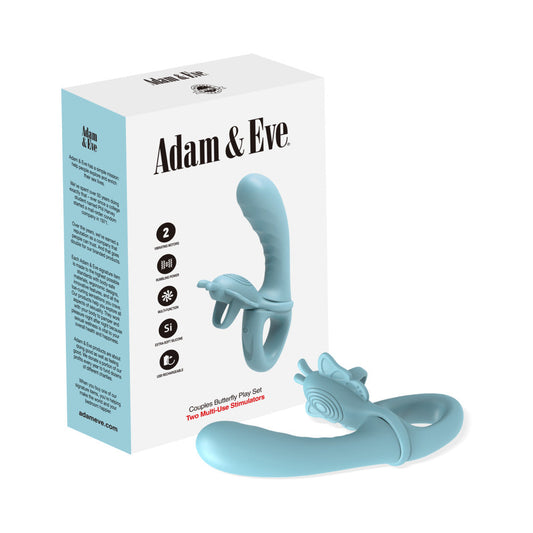 Adam & Eve Couples Butterfly Play Set - 4-in-1 Vibrator Set - Teal
